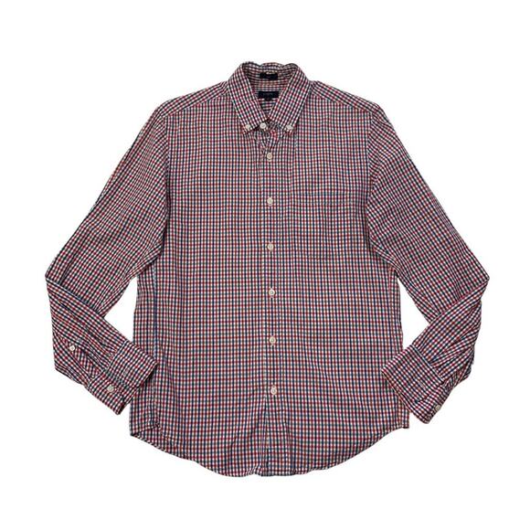 J Crew Shirt Mens S Small Slim Fit Gingham Cotton Long Sleeve Button Down Collar - Picture 1 of 9